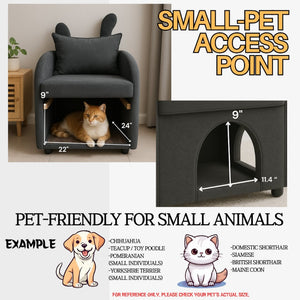 English Elm Dark Gray Bunny Ear Accent Chair with Pet Hideaway Scratch Resistant Upholstery W1867P365889