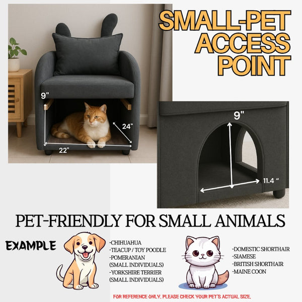 English Elm Dark Gray Bunny Ear Accent Chair with Pet Hideaway Scratch Resistant Upholstery W1867P365889