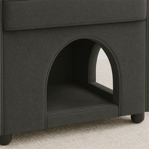 English Elm Dark Gray Bunny Ear Accent Chair with Pet Hideaway Scratch Resistant Upholstery W1867P365889