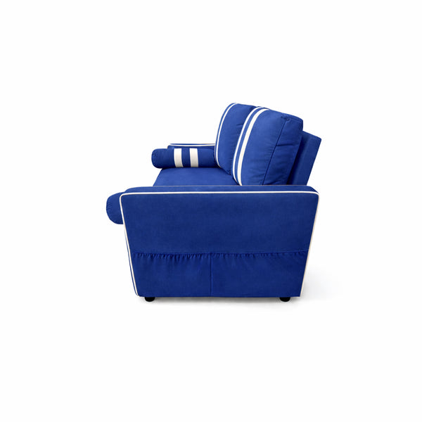 English Elm 2 Seater Blue Fabric Sleeper Loveseat with USB Port and Adjustable Recline W1867S00019