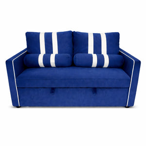 English Elm 2 Seater Blue Fabric Sleeper Loveseat with USB Port and Adjustable Recline W1867S00019