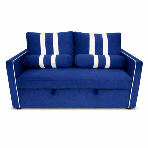 English Elm 2 Seater Blue Fabric Sleeper Loveseat with USB Port and Adjustable Recline W1867S00019