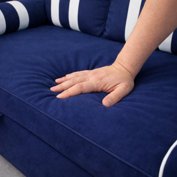 English Elm 2 Seater Blue Fabric Sleeper Loveseat with USB Port and Adjustable Recline W1867S00019