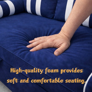 English Elm 2 Seater Blue Fabric Sleeper Loveseat with USB Port and Adjustable Recline W1867S00019