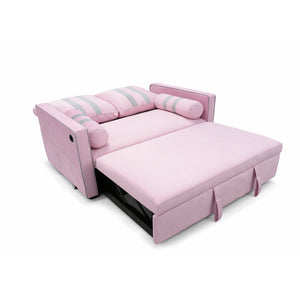 English Elm Pink Convertible Sleeper Sofa with USB Port Foam Cushions for Guest Rooms W1867S00020