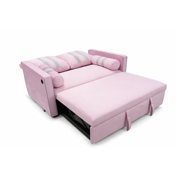English Elm Pink Convertible Sleeper Sofa with USB Port Foam Cushions for Guest Rooms W1867S00020