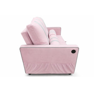 English Elm Pink Convertible Sleeper Sofa with USB Port Foam Cushions for Guest Rooms W1867S00020