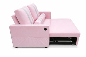 English Elm Pink Convertible Sleeper Sofa with USB Port Foam Cushions for Guest Rooms W1867S00020