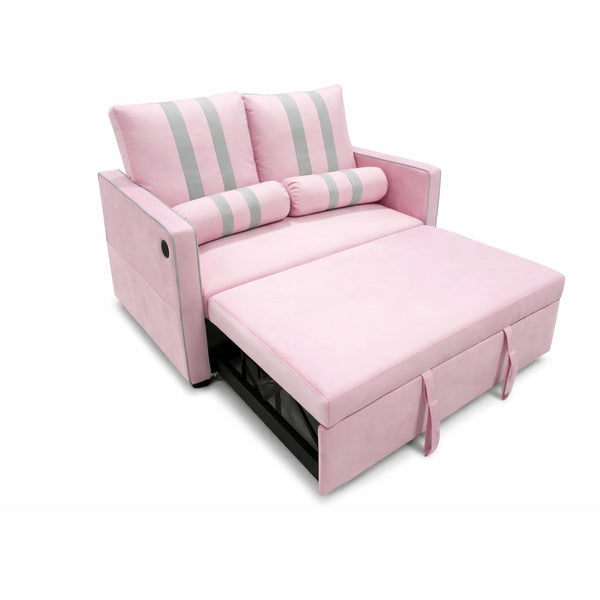 English Elm Pink Convertible Sleeper Sofa with USB Port Foam Cushions for Guest Rooms W1867S00020