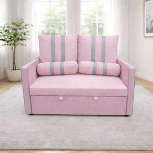 English Elm Pink Convertible Sleeper Sofa with USB Port Foam Cushions for Guest Rooms W1867S00020