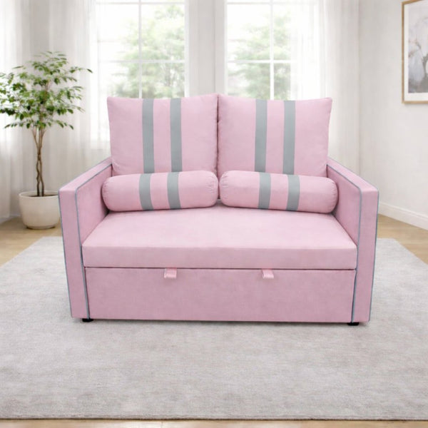 English Elm Pink Convertible Sleeper Sofa with USB Port Foam Cushions for Guest Rooms W1867S00020