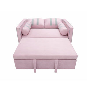 English Elm Pink Convertible Sleeper Sofa with USB Port Foam Cushions for Guest Rooms W1867S00020