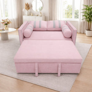 English Elm Pink Convertible Sleeper Sofa with USB Port Foam Cushions for Guest Rooms W1867S00020