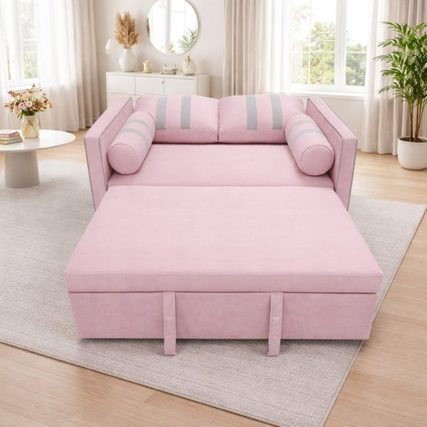 English Elm Pink Convertible Sleeper Sofa with USB Port Foam Cushions for Guest Rooms W1867S00020