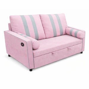 English Elm Pink Convertible Sleeper Sofa with USB Port Foam Cushions for Guest Rooms W1867S00020