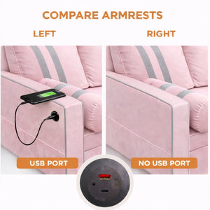 English Elm Pink Convertible Sleeper Sofa with USB Port Foam Cushions for Guest Rooms W1867S00020