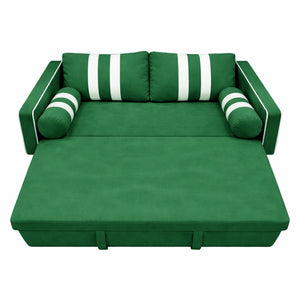 English Elm Green Convertible Sleeper Sofa with USB Charging Armrest and Storage for Small Spaces W1867S00021