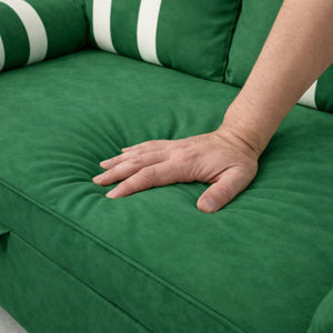 English Elm Green Convertible Sleeper Sofa with USB Charging Armrest and Storage for Small Spaces W1867S00021