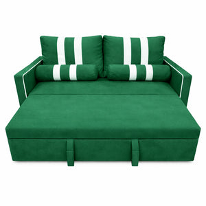English Elm Green Convertible Sleeper Sofa with USB Charging Armrest and Storage for Small Spaces W1867S00021