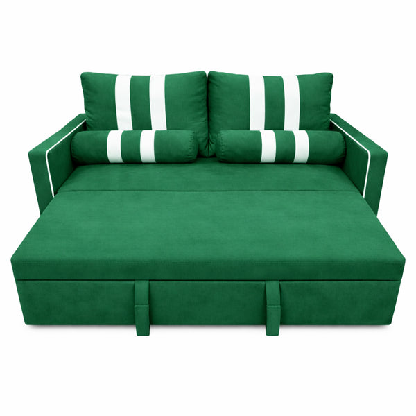 English Elm Green Convertible Sleeper Sofa with USB Charging Armrest and Storage for Small Spaces W1867S00021