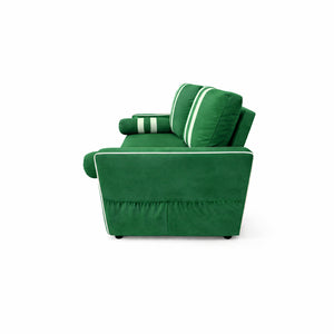 English Elm Green Convertible Sleeper Sofa with USB Charging Armrest and Storage for Small Spaces W1867S00021