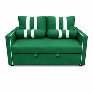 English Elm Green Convertible Sleeper Sofa with USB Charging Armrest and Storage for Small Spaces W1867S00021