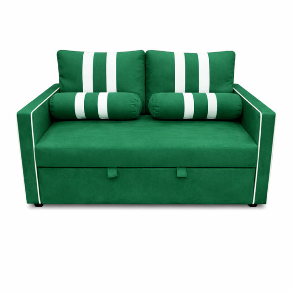 English Elm Green Convertible Sleeper Sofa with USB Charging Armrest and Storage for Small Spaces W1867S00021