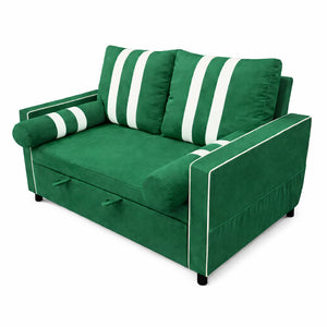 English Elm Green Convertible Sleeper Sofa with USB Charging Armrest and Storage for Small Spaces W1867S00021