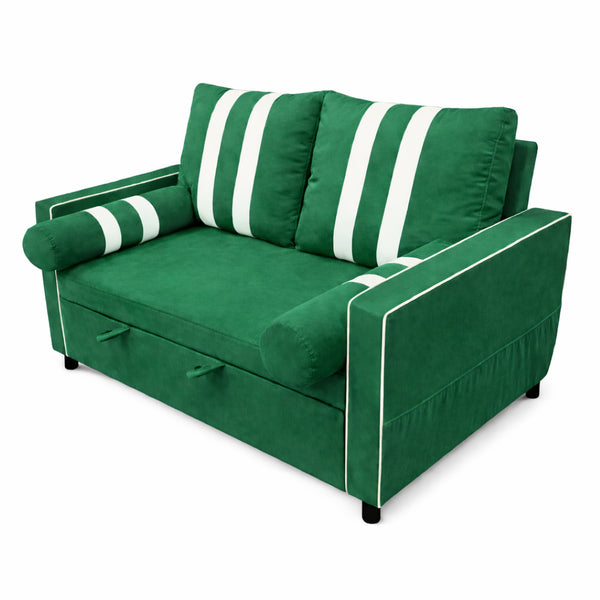 English Elm Green Convertible Sleeper Sofa with USB Charging Armrest and Storage for Small Spaces W1867S00021