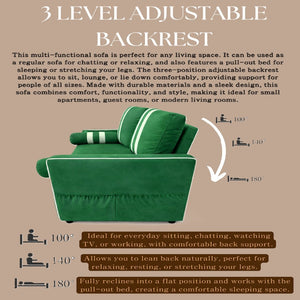 English Elm Green Convertible Sleeper Sofa with USB Charging Armrest and Storage for Small Spaces W1867S00021