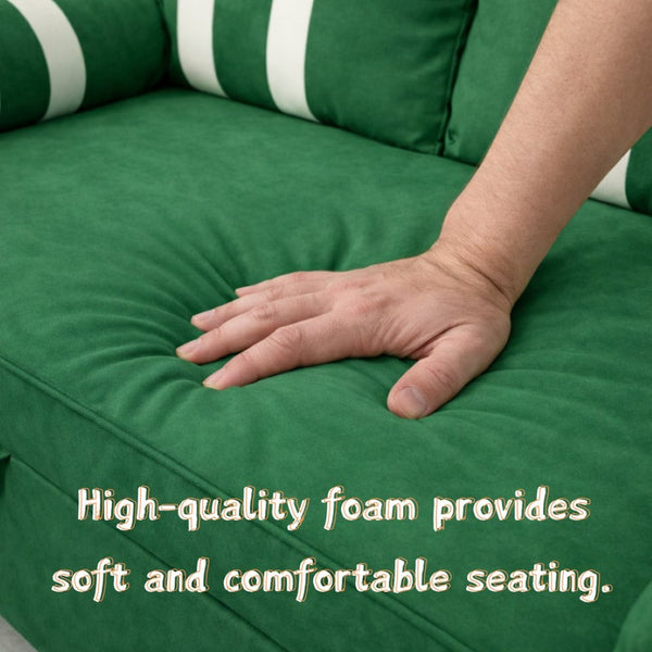 English Elm Green Convertible Sleeper Sofa with USB Charging Armrest and Storage for Small Spaces W1867S00021