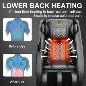 English Elm Massage Recliner Zero Gravity Chair Full Body Airbag Bluetooth Heated Lumbar Therapy Brown W1875P522425