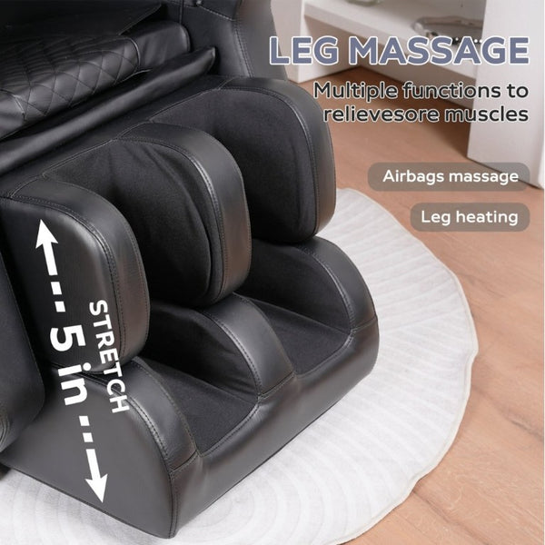 English Elm Massage Recliner Chair Zero Gravity Full Body Airbag Therapy with Bluetooth Audio Black W1875P536923