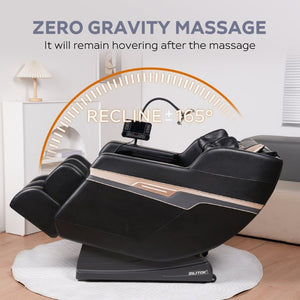 English Elm Massage Recliner Chair Zero Gravity Full Body Airbag Therapy with Bluetooth Audio Black W1875P536923