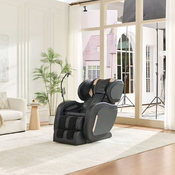 English Elm 2026 Massage Chair Recliner Zero Gravity Full Body Airbag Heating Lounge Seat Black W1875P542095