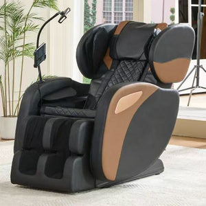 English Elm 2026 Massage Chair Recliner Zero Gravity Full Body Airbag Heating Lounge Seat Black+Brown W1875P542102