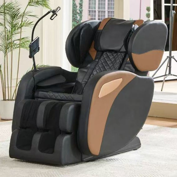 English Elm 2026 Massage Chair Recliner Zero Gravity Full Body Airbag Heating Lounge Seat Black+Brown W1875P542102
