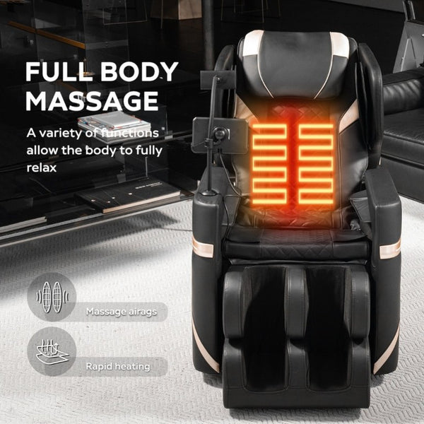 English Elm 2026 Massage Chair Recliner Zero Gravity Full Body Airbag Heating Lounge Seat Black+Brown W1875P542102