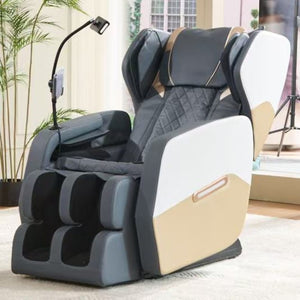 English Elm 2026 Massage Chair Recliner Zero Gravity Full Body Airbag Heating Lounge Seat Gold+White W1875P542110