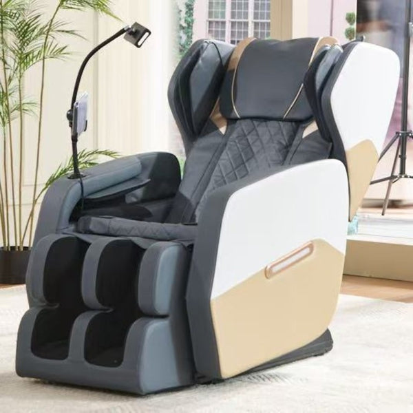 English Elm 2026 Massage Chair Recliner Zero Gravity Full Body Airbag Heating Lounge Seat Gold+White W1875P542110