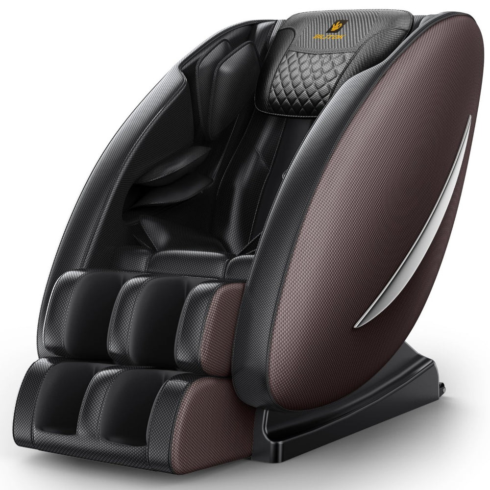 English Elm Massage Recliner Chair Zero Gravity Airbag Shiatsu with Lumbar Heat and Bluetooth Audio Brown W1875S00017