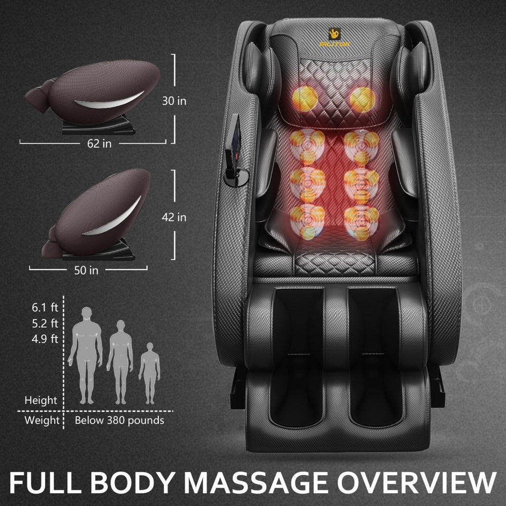 English Elm Massage Recliner Chair Zero Gravity Airbag Shiatsu with Lumbar Heat and Bluetooth Audio Brown W1875S00017