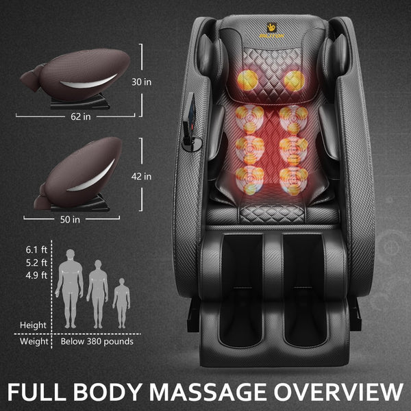 English Elm Massage Recliner Chair Zero Gravity Airbag Shiatsu with Lumbar Heat and Bluetooth Audio Brown W1875S00017