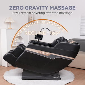 English Elm Massage Recliner Chair Zero Gravity Airbag Shiatsu with Lumbar Heat and Bluetooth Audio Black W1875S00018