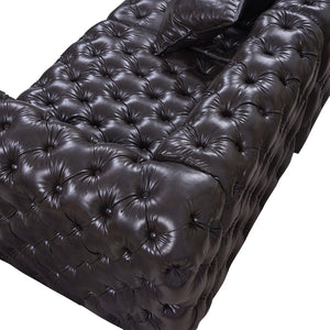English Elm Faux Leather Modular Sectional Sofa with Italian Button Tufted Design and 26 Layouts Brown W1885P509995