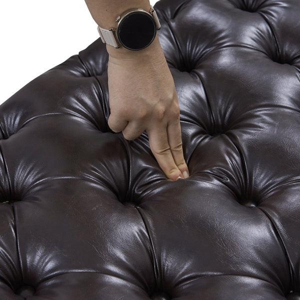 English Elm Faux Leather Modular Sectional Sofa with Italian Button Tufted Design and 26 Layouts Brown W1885P509995