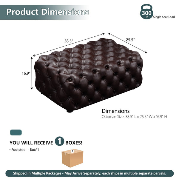 English Elm Faux Leather Modular Sectional Sofa with Italian Button Tufted Design and 26 Layouts Brown W1885P509995