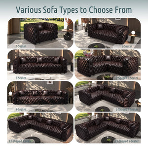 English Elm Faux Leather Modular Sectional Sofa with Italian Button Tufted Design and 26 Layouts Brown W1885P509995
