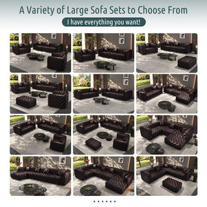 English Elm Faux Leather Modular Sectional Sofa with Italian Button Tufted Design and 26 Layouts Brown W1885P509995