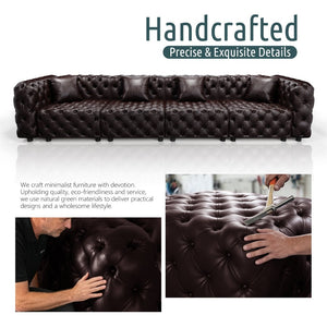 English Elm Faux Leather Modular Sectional Sofa with Italian Button Tufted Design and 26 Layouts Brown W1885P509995